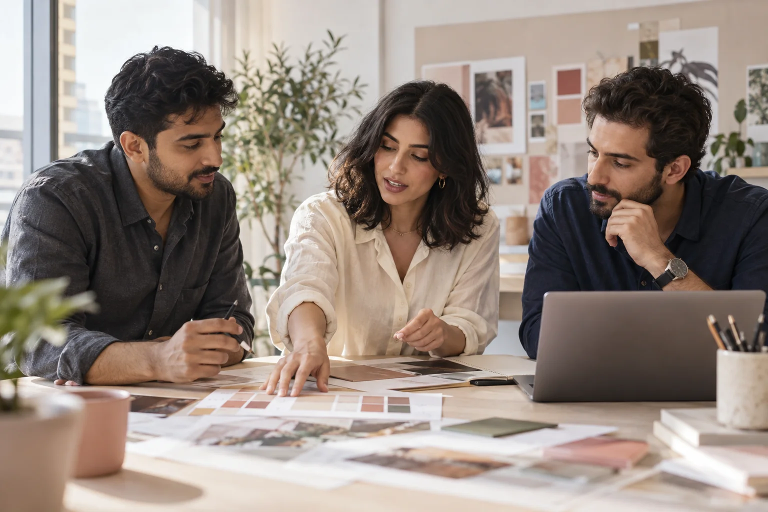 Illustrative photograph of a marketing team developing a brand and campaign plan