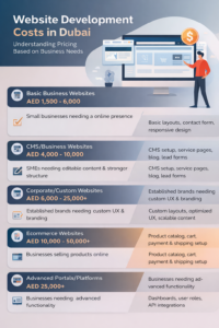 web design cost in dubai for different types